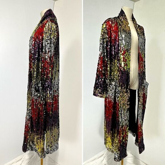 NWT Anthropologie Dulcinea Sequin Longline Jacket S Swifty Whimsical Party Glam - Picture 3 of 11